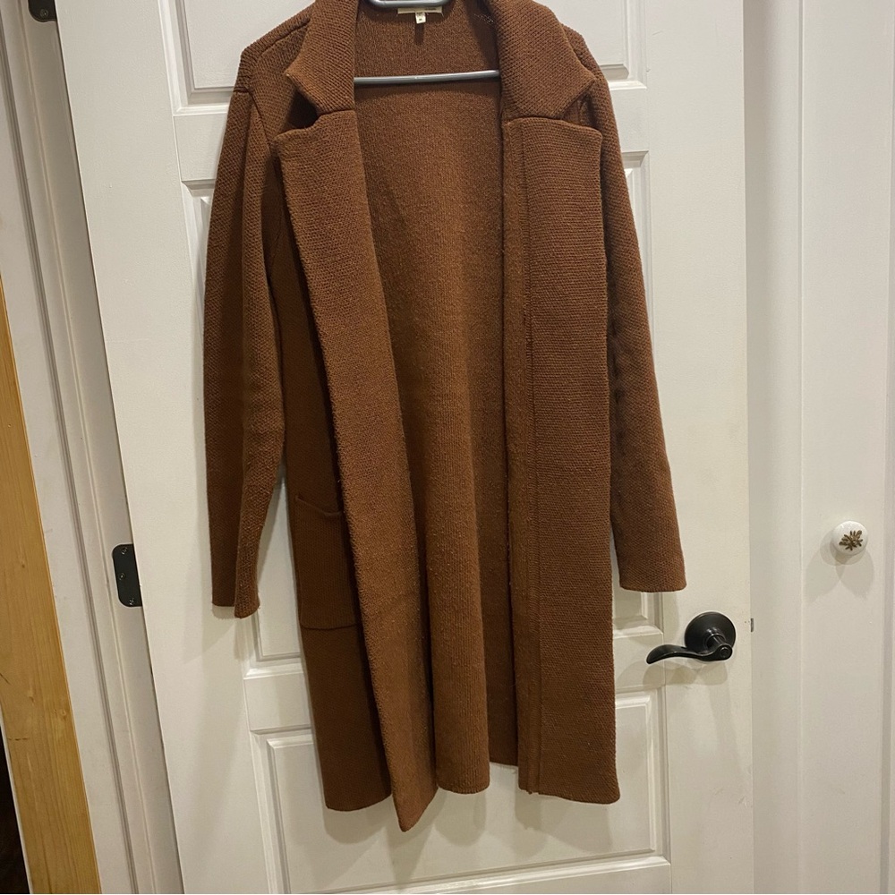Wool coat cardigan with pockets